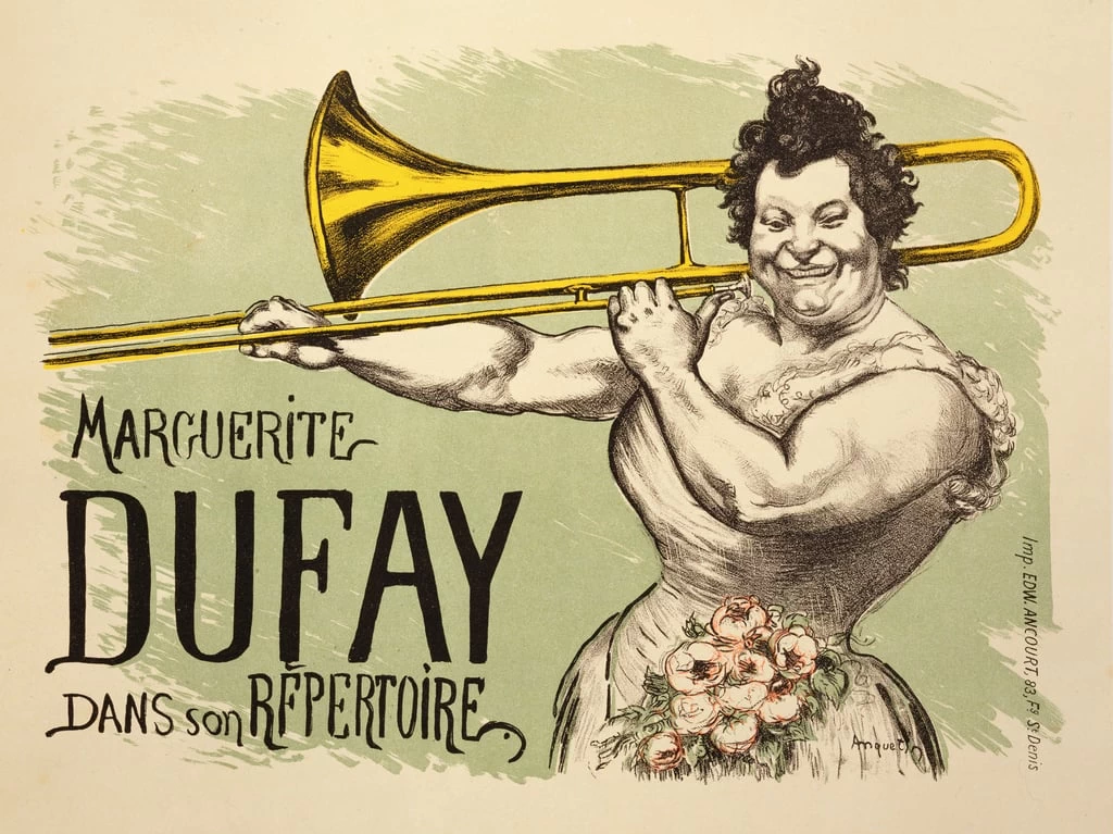 Riproduzione di un poster pubblicitario Marguerite Dufay nel suo repertorio